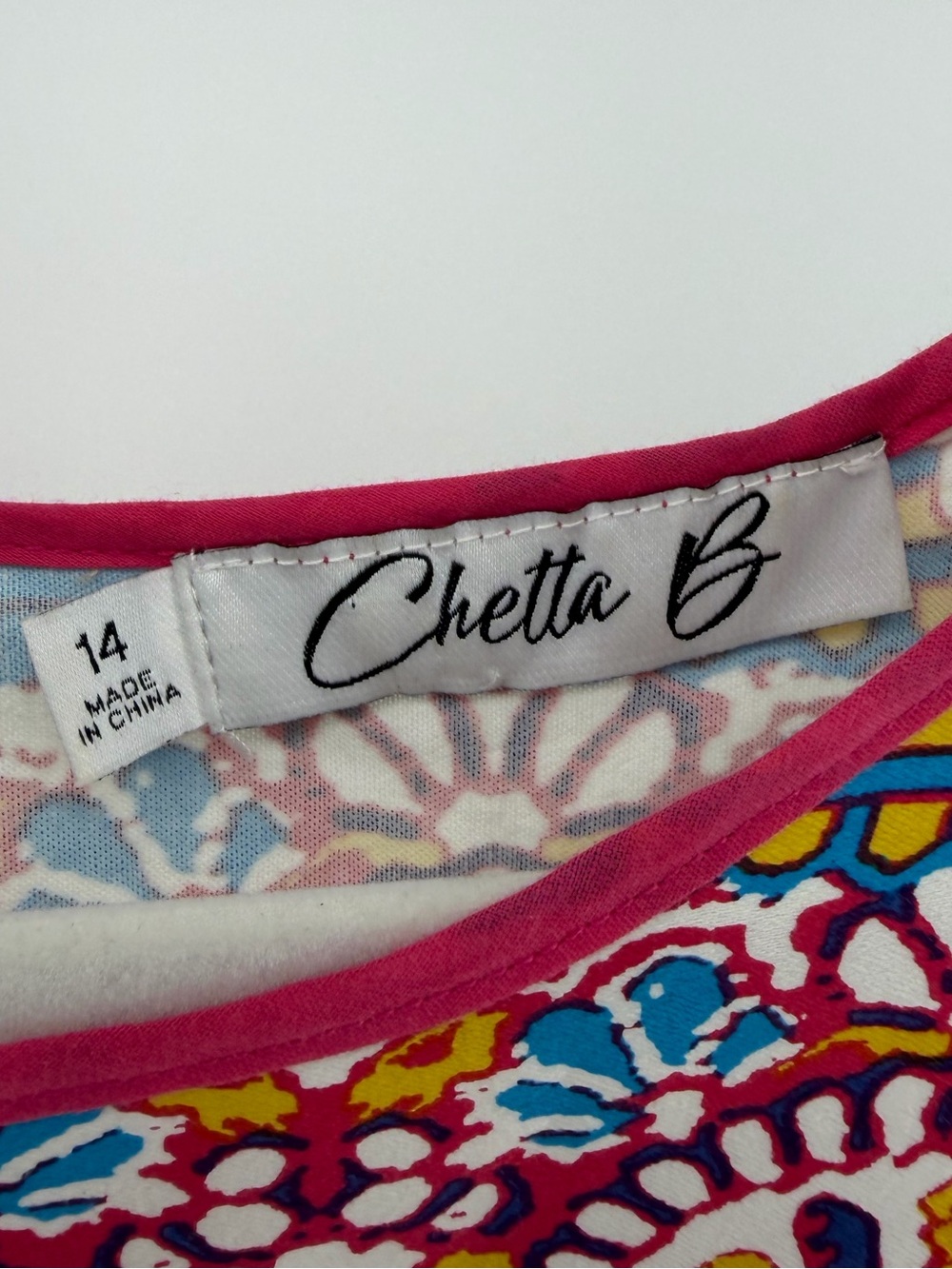 NWT Chetta B Floral Cherry Print Sleeveless Cotton Dress, Women's 14 - Picture 6 of 9